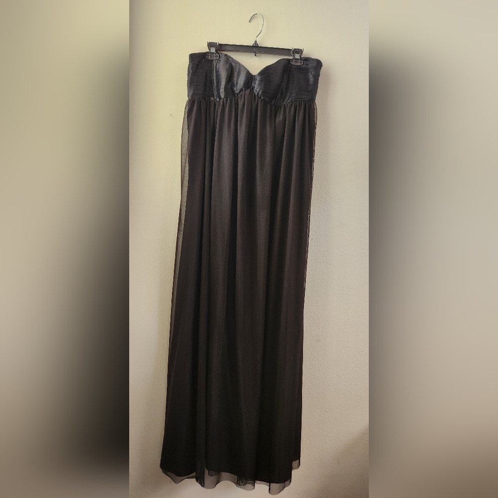 Calvin Klein‎ Women's Dress Strapless Gown Sweetheart Neckline Black Silk Large